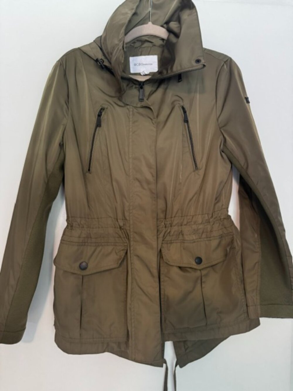 BCBGeneration Olive Green Utility Jacket with Hood